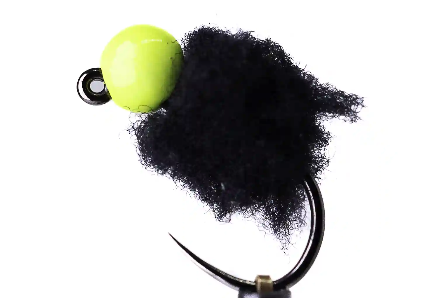 Černý egg jig s chartreuse hlavičkou