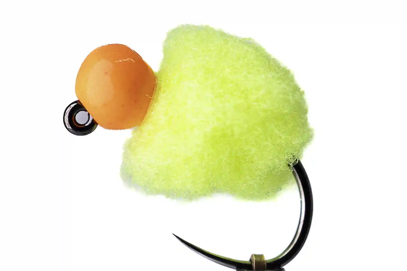Fluo žlutý egg jig s fluo oranžovou hlavičkou