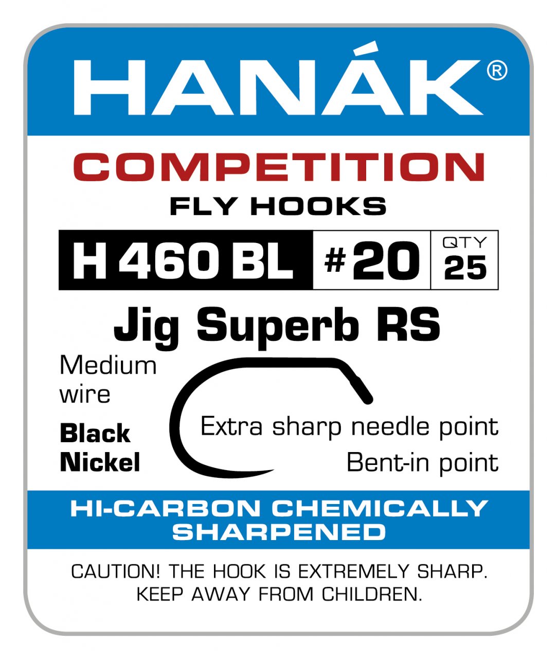 Muškařské háčky Hanák Competition H 460 BL Jig Superb RS